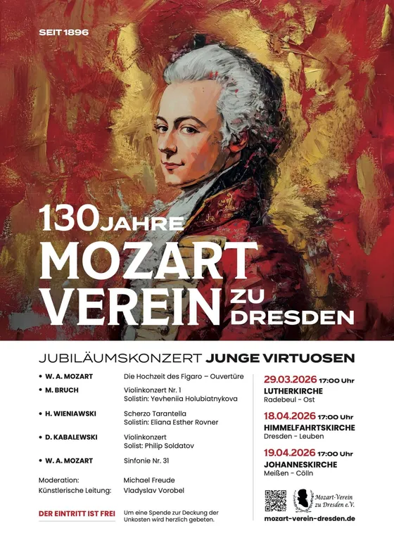 Plakat der Frühjahrskonzerte 2026 „Junge Virtuosen“
